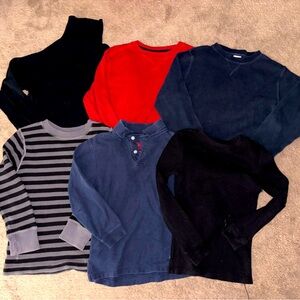 Set of 6 Kids Long Sleeve Thermal Shirt Bundle- Size 7 Little Boys